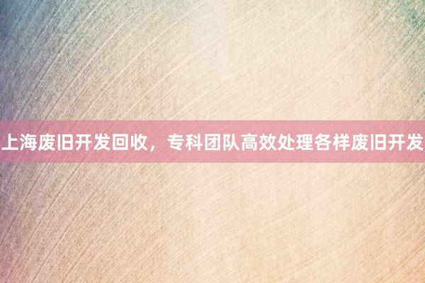 上海废旧开发回收，专科团队高效处理各样废旧开发